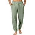 thumbnail image 1 of CharmCyan Men’s Soft Cotton Lounge Pants with Drawstring Waist, Lightweight Pajama Bottoms for Sleepwear and Relaxation Mint Green L, 1 of 2