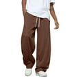 thumbnail image 1 of CharmCyan Men's Solid Color Loose Wide Leg Sweatpants Men's Casual Fashion Sweatpants Coffee M, 1 of 1