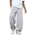 thumbnail image 1 of CharmCyan Men's Solid Color Loose Wide Leg Sweatpants Men's Casual Fashion Sweatpants Light Gray S, 1 of 1