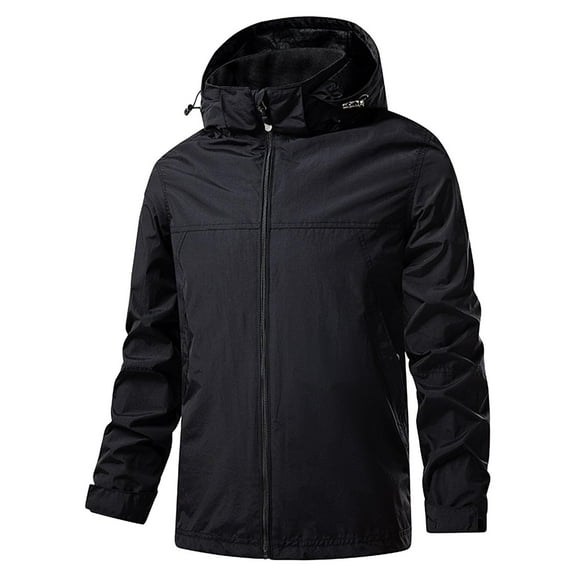 CharmCyan Men's Thin Zipper- And Windproof Outdoor Windbreaker, Outdoor Casual Windbreaker Jacket Black XL