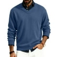 thumbnail image 1 of CharmCyan Men’s V Neck Long Sleeve Ribbed Knit Pullover Sweater Classic Fit Lightweight Soft Material for Layering Casual Wear Dark Blue 2XL, 1 of 1