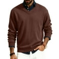 thumbnail image 1 of CharmCyan Men’s V Neck Ribbed Knit Pullover Sweater Classic Long Sleeve Lightweight Knitwear Casual Fit Jumper for Everyday Wear Brown XL, 1 of 1