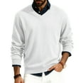 thumbnail image 1 of CharmCyan Men’s V Neck Ribbed Knit Pullover Sweater Classic Long Sleeve Lightweight Knitwear Casual Fit Jumper for Everyday Wear White 3XL, 1 of 1