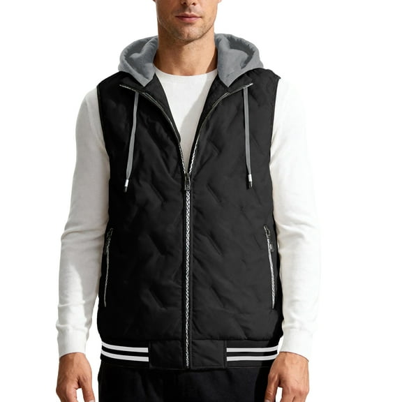 CharmCyan Men's Vest Winter Warm Sleeveless Jacket Lightweight Comfortable Waistcoat Outdoor Casual Coat Black L
