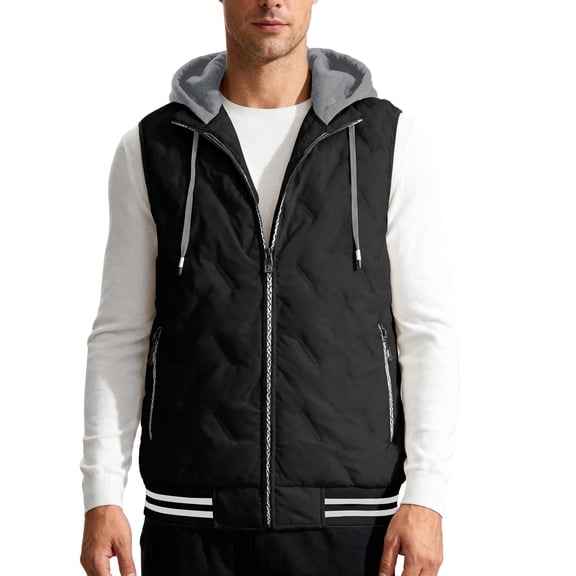 CharmCyan Men's Vest Winter Warm Sleeveless Jacket Lightweight Comfortable Waistcoat Outdoor Casual Coat Black XL