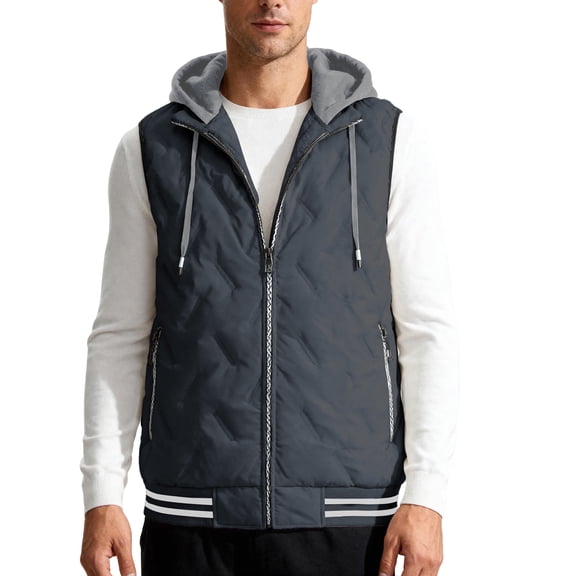 CharmCyan Men's Vest Winter Warm Sleeveless Jacket Lightweight Comfortable Waistcoat Outdoor Casual Coat Gray 2XL