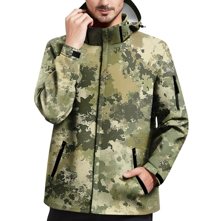 CharmCyan Men's Waterproof Softshell Jacket with Hood, Windproof