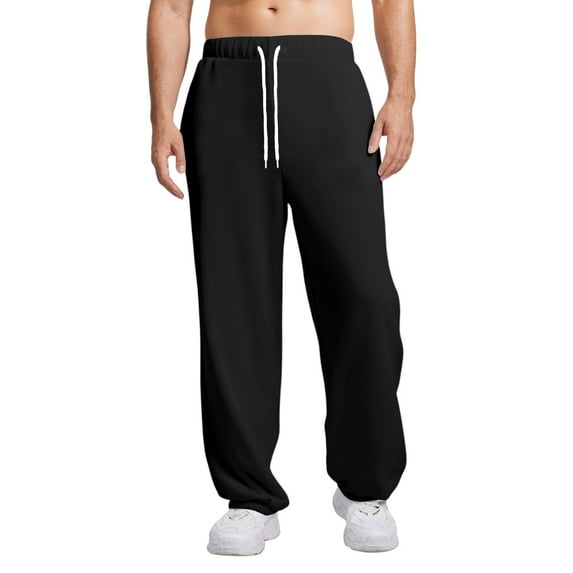 CharmCyan Mens Casual Drawstring Waist Loose Fit Sweatpants Comfortable Athletic Jogger Pants for Everyday Wear Home Gym Sports Black L