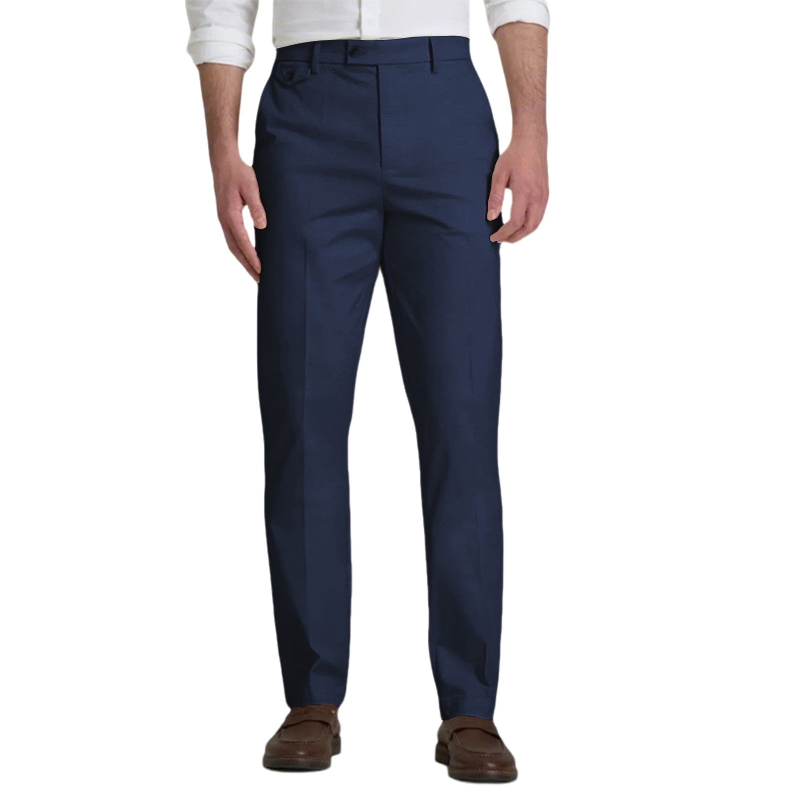 Mens Slim fit Dress Pants Flat-Front - Modern Formal Business Wrinkle Free No Iron - Charcoal