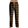 thumbnail image 1 of CharmCyan Mens Plaid Lounge Pants Soft Flannel Sleepwear Drawstring Waist Relaxed Fit Pajama Bottoms for All Comfort Camel M, 1 of 1