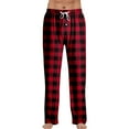 thumbnail image 1 of CharmCyan Mens Plaid Pajama Pants Soft Lightweight Lounge Sleepwear Bottoms Adjustable Drawstring Waist Comfortable Fit Nightwear Red M, 1 of 1