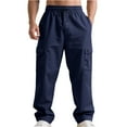 thumbnail image 1 of CharmCyan Mens Relaxed Fit Cargo Pants with Drawstring Waist Multiple Pockets Lightweight Breathable Outdoor Trousers for Daily Wear Hiking Work Navy 2XL, 1 of 2
