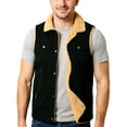 thumbnail image 1 of CharmCyan Mens Sherpa Lined Corduroy Vest Casual Sleeveless Jacket with Button Down Front and Flap Pockets for Outdoor Work Black 2XL, 1 of 1