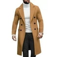thumbnail image 1 of CharmCyan Mens Trench Coat Notch Lapel Double Breasted Peacoat Wool Blend Casual Long Overcoat Khaki M, 1 of 2
