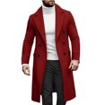 thumbnail image 1 of CharmCyan Mens Trench Coat Notch Lapel Double Breasted Peacoat Wool Blend Casual Long Overcoat Wine 2XL, 1 of 2