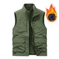 thumbnail image 1 of CharmCyan Mens Winter Fleece Cargo Vest Outdoor Multi Pocket Sleeveless Jacket Warm Thick Work Waistcoat Army Green L, 1 of 3