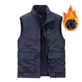 thumbnail image 1 of CharmCyan Mens Winter Fleece Cargo Vest Outdoor Multi Pocket Sleeveless Jacket Warm Thick Work Waistcoat Dark Blue M, 1 of 3