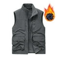 thumbnail image 1 of CharmCyan Mens Winter Fleece Cargo Vest Outdoor Multi Pocket Sleeveless Jacket Warm Thick Work Waistcoat Dark Gray XL, 1 of 3