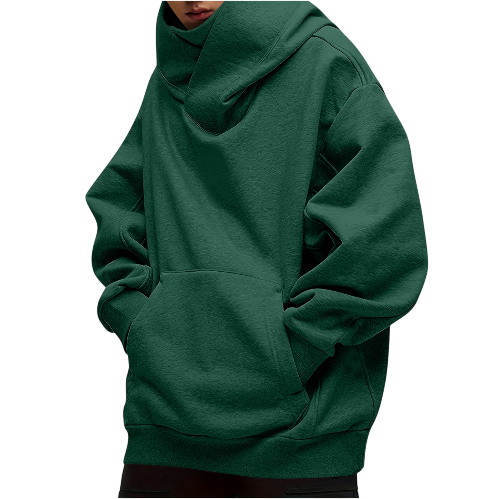 Solid Color Large Pocket Pullover Sweatshirt