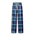thumbnail image 1 of CharmCyan Plaid Pajama Pants for Men and Women Soft Drawstring Waist Relaxed Fit Sleepwear Lounge Trousers Comfortable Nightwear Blue L, 1 of 2