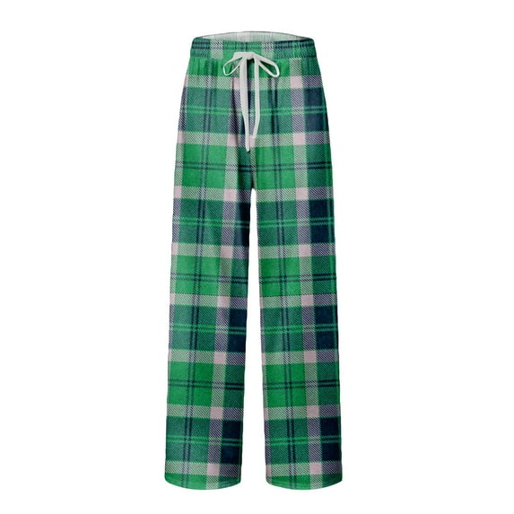 CharmCyan Plaid Pajama Pants for Men and Women Soft Drawstring Waist Relaxed Fit Sleepwear Lounge Trousers Comfortable Nightwear Green L