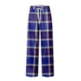thumbnail image 1 of CharmCyan Plaid Pajama Pants for Men and Women Soft Drawstring Waist Relaxed Fit Sleepwear Lounge Trousers Comfortable Nightwear Royal Blue 2XL, 1 of 2