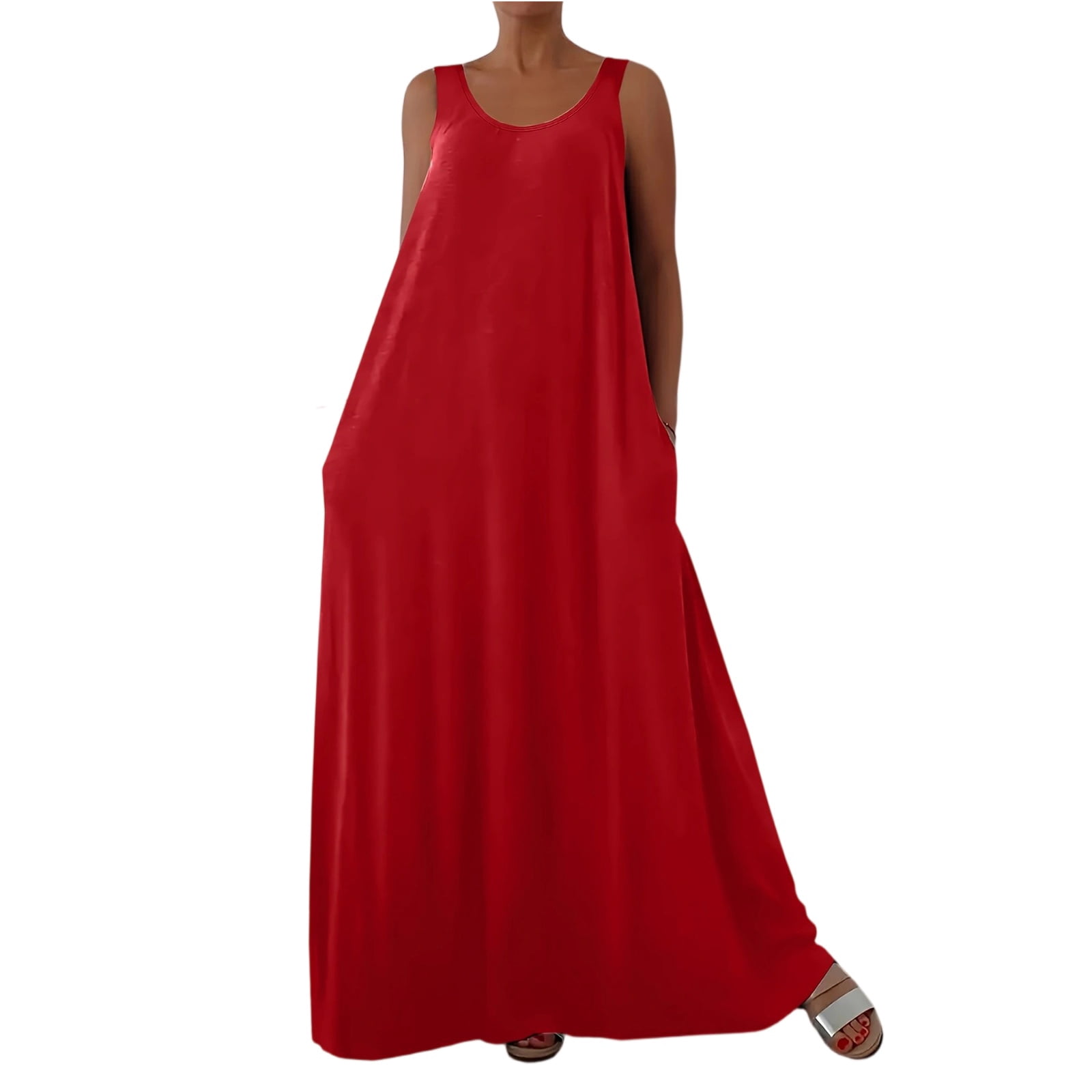 Women's Flowy Belted Loose Fit Maxi Dress main image 1