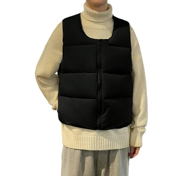 CharmCyan Sleeveless Puffer Vest for Men and Women Casual Lightweight Insulated Outerwear with Front Zipper Closure for Layering Black 2XL