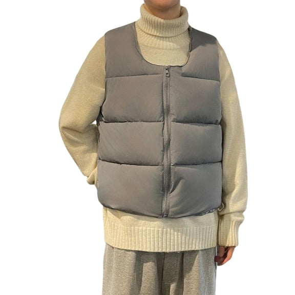 CharmCyan Sleeveless Puffer Vest for Men and Women Casual Lightweight Insulated Outerwear with Front Zipper Closure for Layering Gray XL