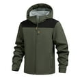 thumbnail image 1 of CharmCyan Waterproof Softshell Jacket for Men Outdoor Windproof Lightweight Hooded Raincoat Hiking Camping Travel Workwear Army Green F M, 1 of 2