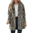 thumbnail image 1 of CharmCyan Women Faux Fur Leopard Print Coat Long Sleeve Hooded Warm Winter Outerwear Jacket for Casual Daily Wear Beige L, 1 of 2