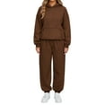 thumbnail image 1 of CharmCyan Women's Casual Hooded Sweatshirt And Wide-Leg Pants Tracksuit Set Coffee L, 1 of 2