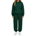 thumbnail image 1 of CharmCyan Women's Casual Hooded Sweatshirt And Wide-Leg Pants Tracksuit Set Dark Green XL, 1 of 2