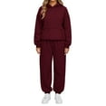 thumbnail image 1 of CharmCyan Women's Casual Hooded Sweatshirt And Wide-Leg Pants Tracksuit Set Wine XL, 1 of 2