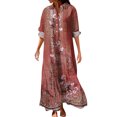 thumbnail image 1 of CharmCyan Women's Casual Loose Fashionable Floral Print Dress Wine L, 1 of 6