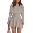 thumbnail image 1 of CharmCyan Women's Casual Sportswear Set, Elegant Knitted And Winter Dress Khaki M, 1 of 2
