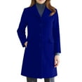 thumbnail image 1 of CharmCyan Women’s Classic Wool Blend Long Sleeve Single Breasted Coat with Notched Lapel Pockets and Tailored Fit for Everyday Wear Royal Blue L, 1 of 2