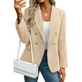 thumbnail image 1 of CharmCyan Women’s Double Breasted Blazer Long Sleeve Notched Lapel Tailored Fit Office Suit Jacket with Button Details Beige L, 1 of 2
