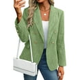 thumbnail image 1 of CharmCyan Women’s Double Breasted Blazer Long Sleeve Notched Lapel Tailored Fit Office Suit Jacket with Button Details Green L, 1 of 2