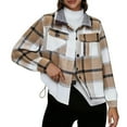 thumbnail image 1 of CharmCyan Women's Fashion Plaid Short Jacket Khaki M, 1 of 1