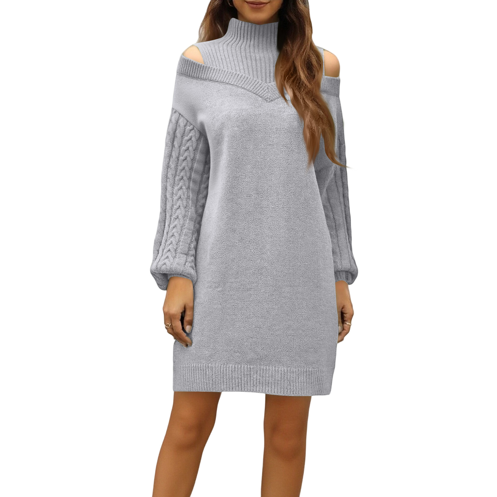 Women Autumn And Winter Casual Solid Color Lapel Long-Sleeved Knitted Dress main image 0