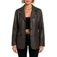 thumbnail image 1 of CharmCyan Women’s Faux Leather Blazer Jacket with Notched Lapel Long Sleeve Single Breasted Office Casual Outerwear Coat Coffee M, 1 of 2