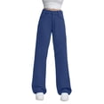 thumbnail image 1 of CharmCyan Women's High Waist Straight Leg Loose Casual Trousers Jeans Dark Blue L, 1 of 2