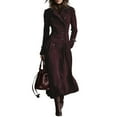 thumbnail image 1 of CharmCyan Women's Long Sleeved Elegant Coat With A Collar And Solid Color Suede Long Windbreaker Jacket Deep Red 3XL, 1 of 3