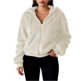 thumbnail image 1 of CharmCyan Women's Loose Winter Long Sleeve Cardigan Zipper Solid Color Plush Jacket Beige L, 1 of 2