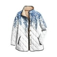 thumbnail image 1 of CharmCyan Women’s Quilted Stand Collar Jacket with Front Snap Closure Lightweight Outerwear with Geometric and Shimmer Print Design Sky Blue XL, 1 of 1
