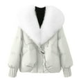 thumbnail image 1 of CharmCyan Women's Solid Color Fashionable Thick Warm Temperament Cotton Jacket With Large Collar Cotton Coat Jacket Beige L, 1 of 2