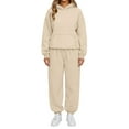 thumbnail image 1 of CharmCyan Women’s Two Piece Set Hooded Pullover Sweatshirt and Elastic Waist Sweatpants Casual Loose Fit Tracksuit for Everyday Wear Beige L, 1 of 1