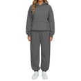 thumbnail image 1 of CharmCyan Women’s Two Piece Set Hooded Pullover Sweatshirt and Elastic Waist Sweatpants Casual Loose Fit Tracksuit for Everyday Wear Dark Gray M, 1 of 2
