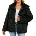 thumbnail image 1 of CharmCyan Women's Winter Fashion Casual Lapel Plush Mid-length Coat Black L, 1 of 2
